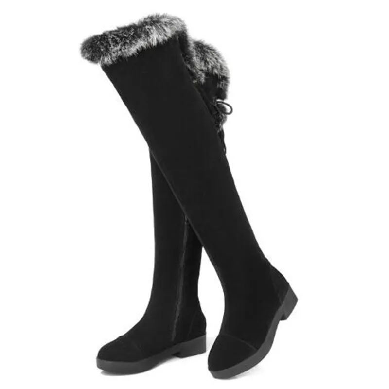 Women Boots Autumn and winter New style Round head Grind Suede Over the knee Boots Cashmere Keep warm Snow boots size 34-43