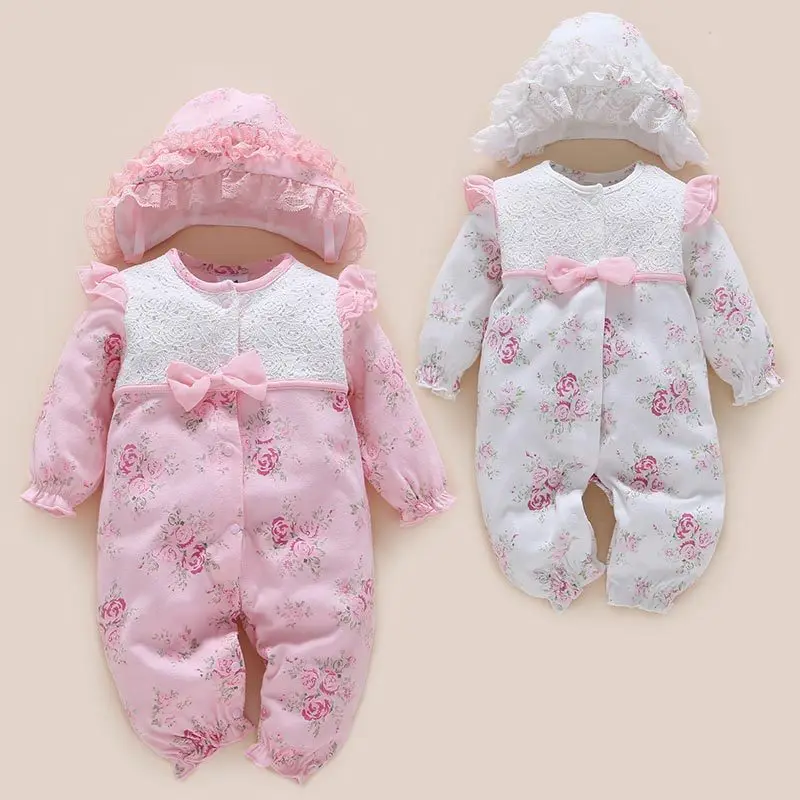 

newborn baby girl clothes cotton vintage flower lace princess little girls infant rompers jumpsuit baby clothing 0-3 6 9 months