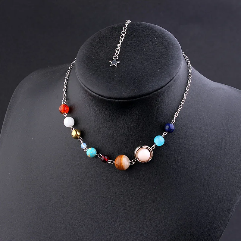 BOEYCJR  Universe planet galaxy Necklace Chain Handmade Vintage Jewelry Pendant Collar Necklaces for Women Christmas Gift