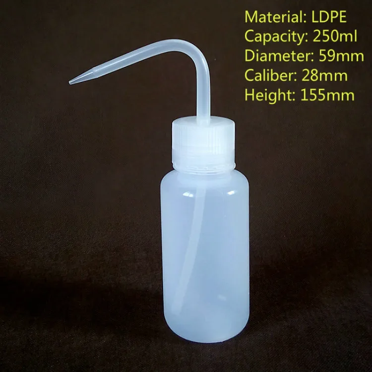 250ml Plastic LDPE Laborotary Tattoo Wash Squeezy Measuring Bottle Hight Quality PP Middle Caliber Wash Bottle For lab use