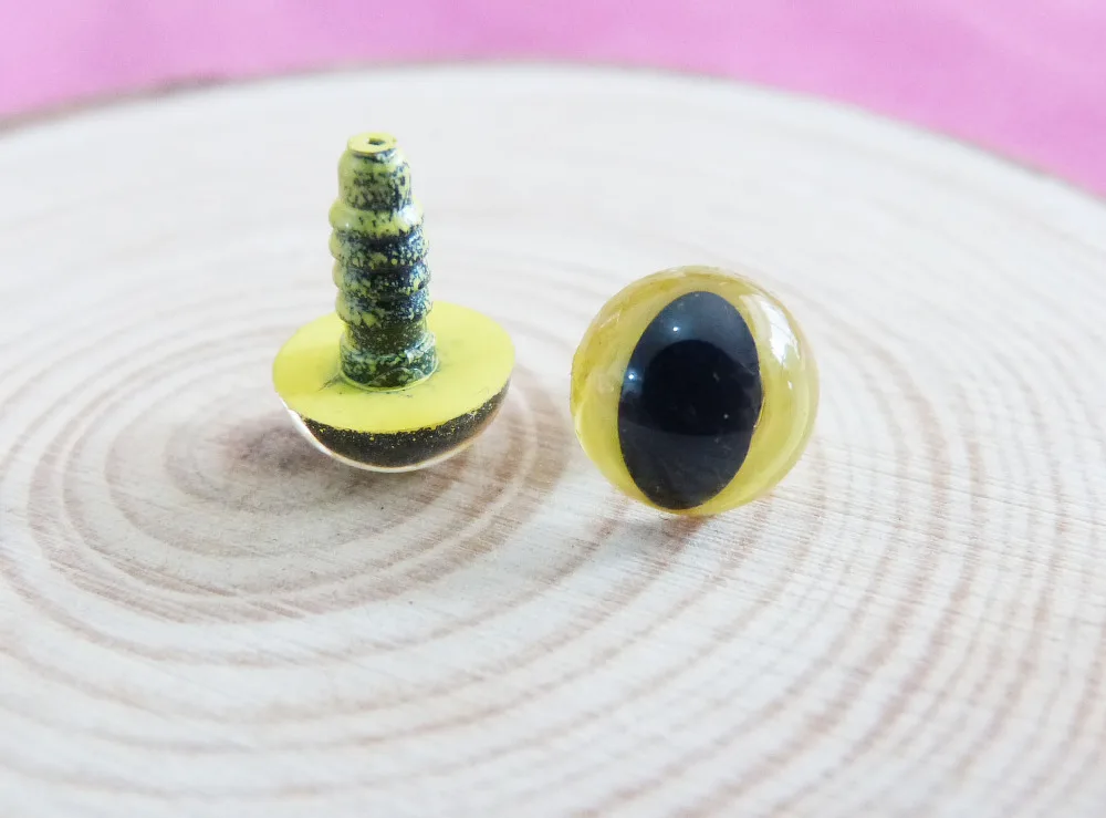 

40pcs/lot lemon yellow color new arrvial 9mm toy cat eyes plastic safety eyes with white washer for doll accessories