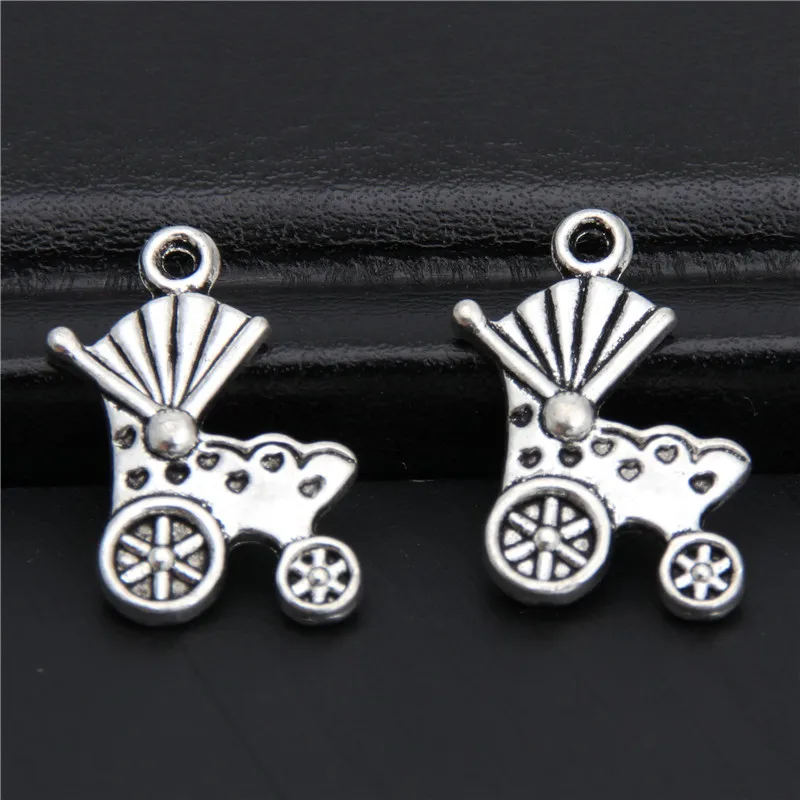 40PCS   Silver Color Baby Carriage Charms Pendant Jewelry Findings For DIY Bracelet Necklace Making A2953