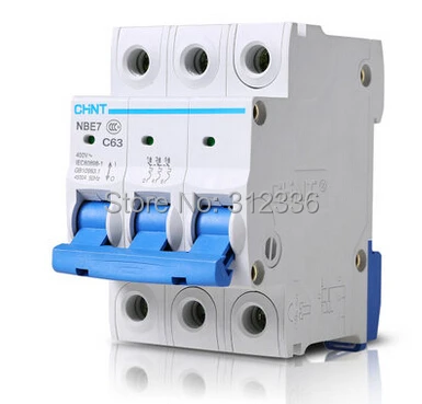 Free Shipping  2 years Warranty  C63 3P 63A  3 pole Home Use domestic C type small air switch unipolar Electric shock protection