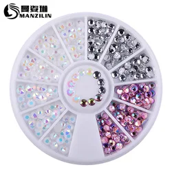 1 scatola colorata 3D Jelly AB acrilico ruota adesivi per unghie decorazione consigli per Nail Art fai da te gioielli strass strumenti per Manicure