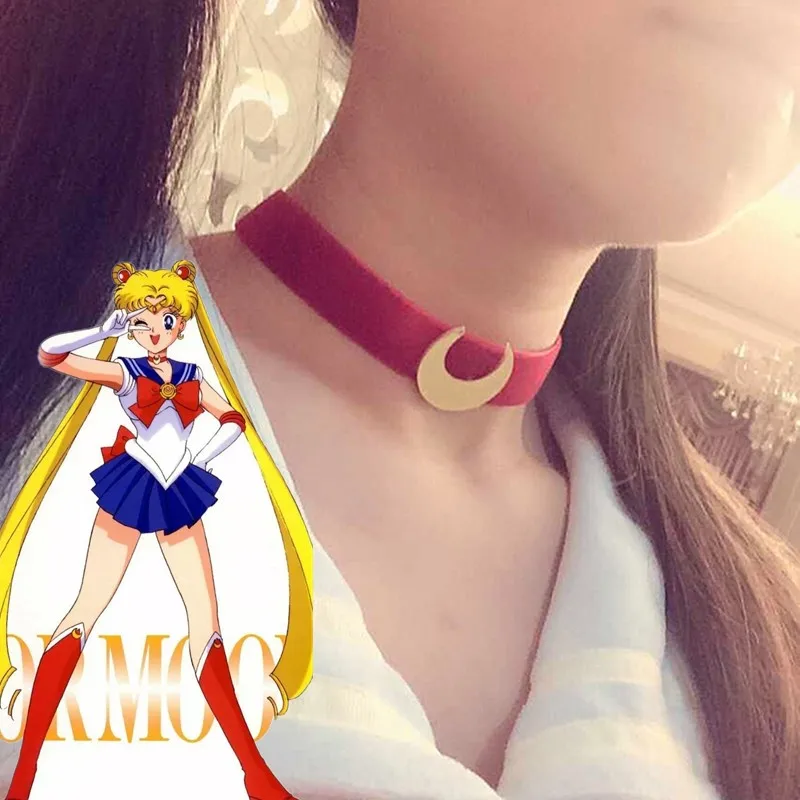 Księżyc kostium naszyjnik choker aksamitny pas cosplay kostium Anime akcesoria Prop