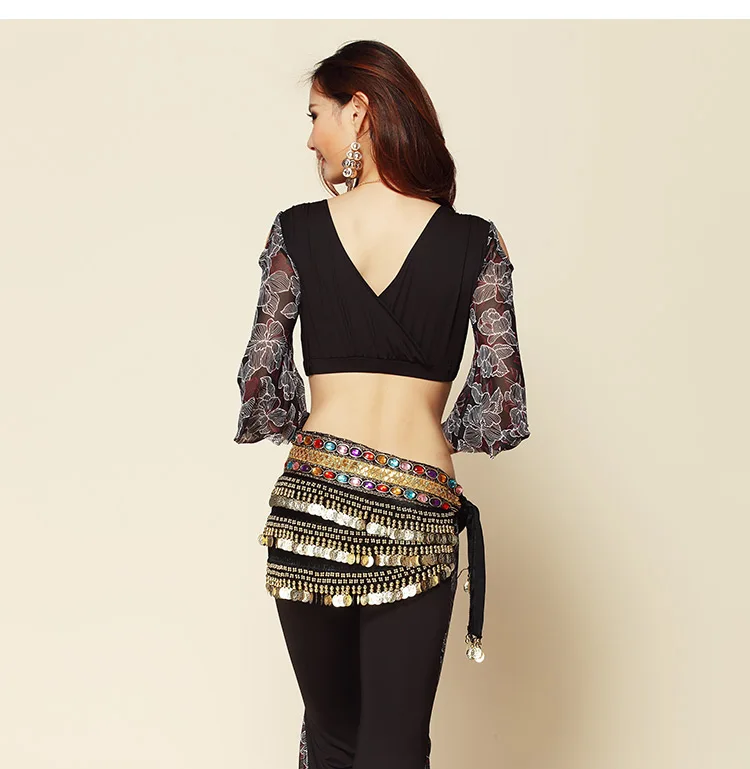 Bauchtanz-Kostüm, Gürtel, Samt, Bauchtanz, Hüfttuch, indische Tänzerin, Hüfttuch, Perlen und Münzen, Training, Performance-Outfits, Münzen – Detail 12