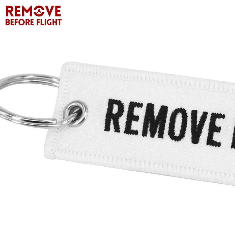 Remove Before Flight Key Chain llaveros Important Things Tag White Embroidery Key Fobs OEM Key Jewelry Aviation Gifts Chaveiro