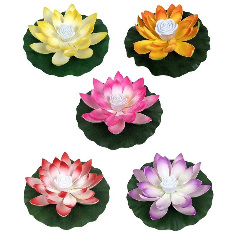 Artifical Floating Lotus Night Light LED Energy Saving Lotus Lamp for Garden Pool Pond Fountain Decoration 18-28cm