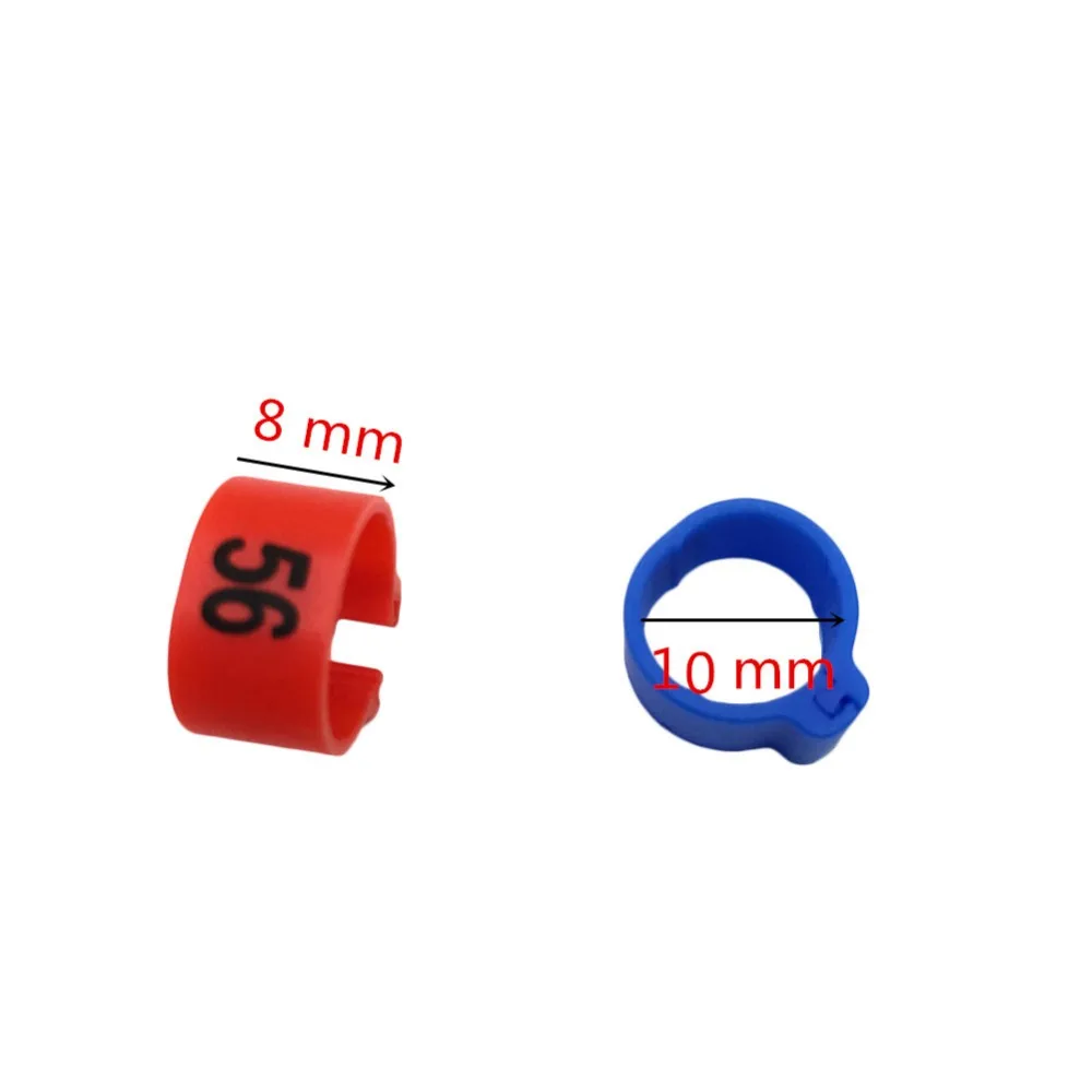 10 Colors Bird foot ring Colorful Identification Bird Ring Inner diameter 10mm NO.1-100 Digital mark ring Bird supplies 100 Pcs