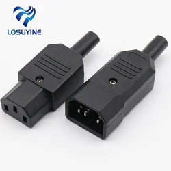 2 pcs new wholesale price black IEC 320 C13 male and female plug combination repeatable power connector 3 pin socket 10A / 250V