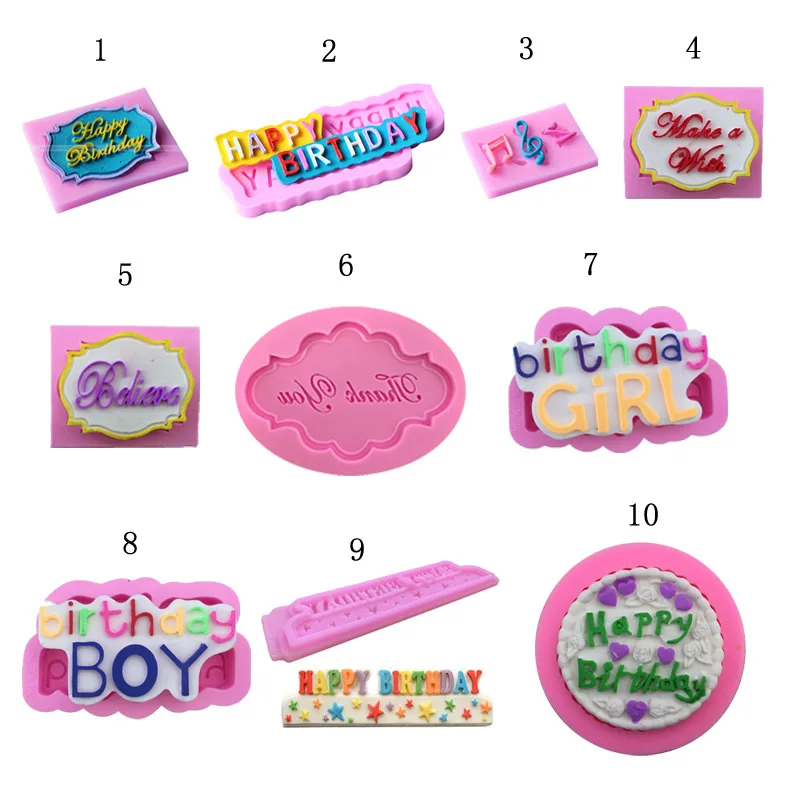 Happy Birthday Best Wish silicone molds chocolate fondant Letter form of the alphabet cake decoration Tools baking utensils