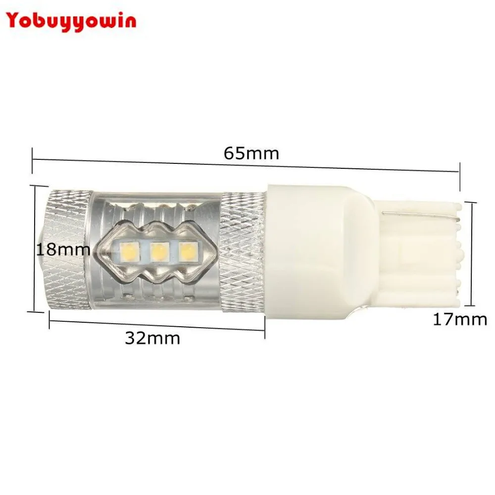 2x 80W 7440/7443/T20 16 LED Voiture Ampoule Tourner Signal Clignotant Indicateur Auto Lampe DC 12-24V Blanc 6500K