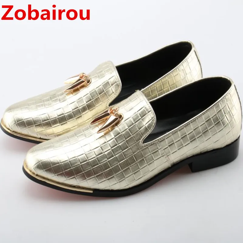 

Zobairou sapato social masculino mens shoes genuine leather mens glitter italian leather shoes spiked loafers slipon shoe lasts