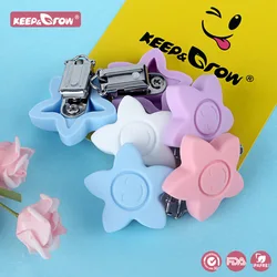 Keep&Grow 3Pcs Star Shaped Silicone Pacifier Clips BPA Free Baby Teethers Baby Teething Food Grade Nursing DIY Nipple Holder