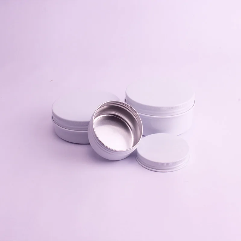 50ml White Aluminum Jars Aromatherapy Soap Tea Leaf Candy Pot 50g Makeup Lip Eye Cream Mask Lotion Container Packaging 50pcs/lot