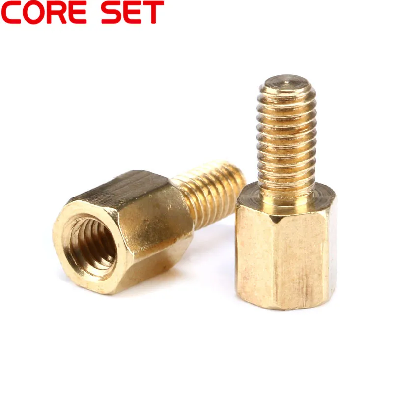10pcs M3 M4 Hex Brass Standoff Spacer Male 6mm x Female 5-50 mm M3+6 Copper Hexagonal Stud Spacer Hollow Pillars M4*(5-50)+6mm