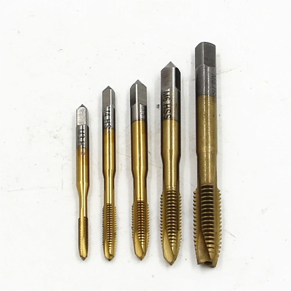 5PCS/Set HSS 6542 M2 Hand Tap M3 M4M5 M6 M8 Spiral Point Tap Straight Flute Metric Hand Machine Right Hand Thread Drills