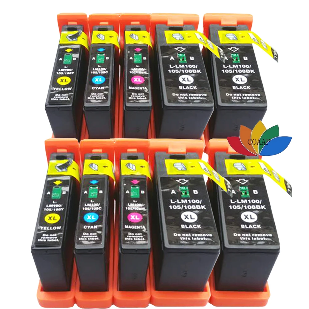 

10 Compatible 100XL 105XL 108XL Ink Cartridge for Lexmark Interpret S402 S405 Interact S502 S505 S605 Impact S300 S301 S302 S305