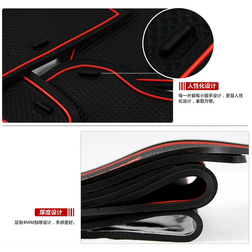 for Toyota Corolla 2007 2008 2009 2010 2011 2012 2013 Non-slip Rubber Cup Holder Sticker Gate Slot Pad Door Groove Mat styling