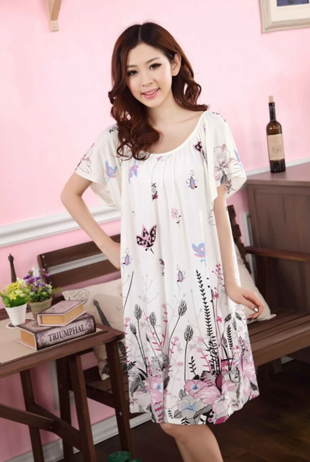 Summer Nightgown Nightdress for Women Ladies Lingerie Pajama Maternity Sleepwear Pregnant Nightwear Short Sleeve Robes Pajamas