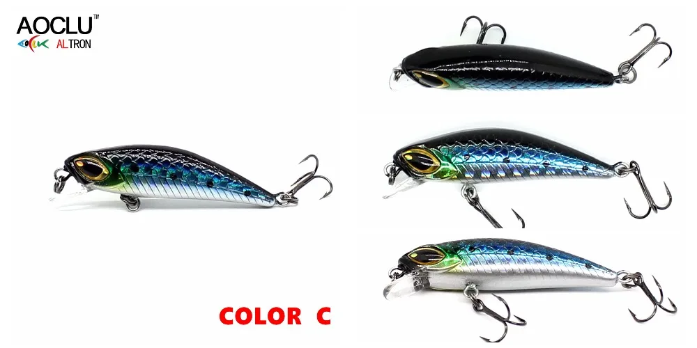 Aoclu-Sinking Minnow Angel rassel, Hart köder Wobbler Köder, Strand, Bass, Jack, Forelle, 14 # VMC Haken, Tauchen, 1,5 m, 45mm, 3,0g – Detail 14