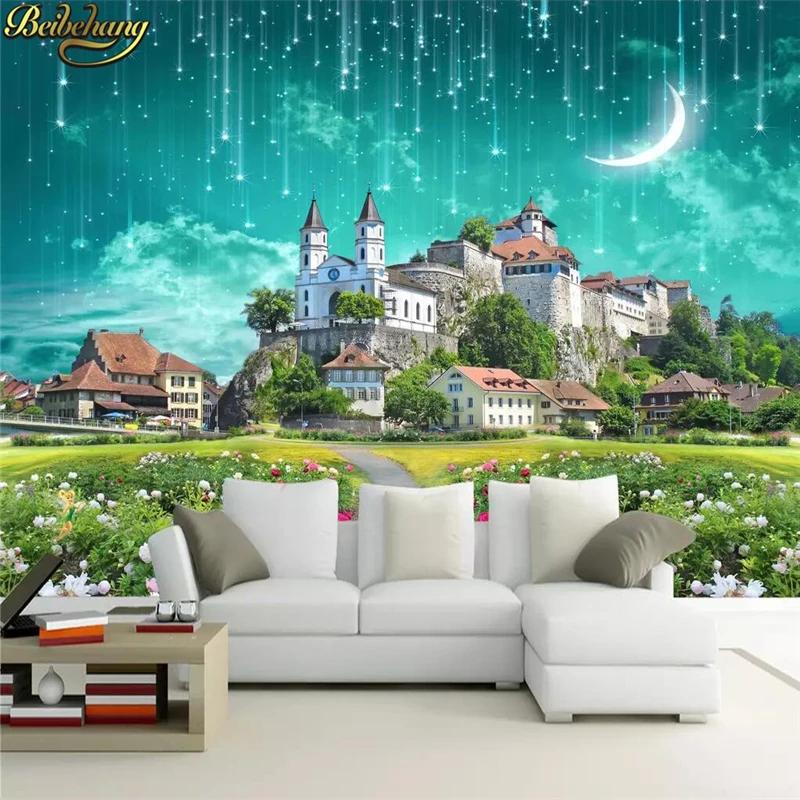 custom Fantasy castle meteor shower Photo Wallpaper Painting Large Wall Mural Wallpaper Hotel Living Rom Wall Covering Stickers