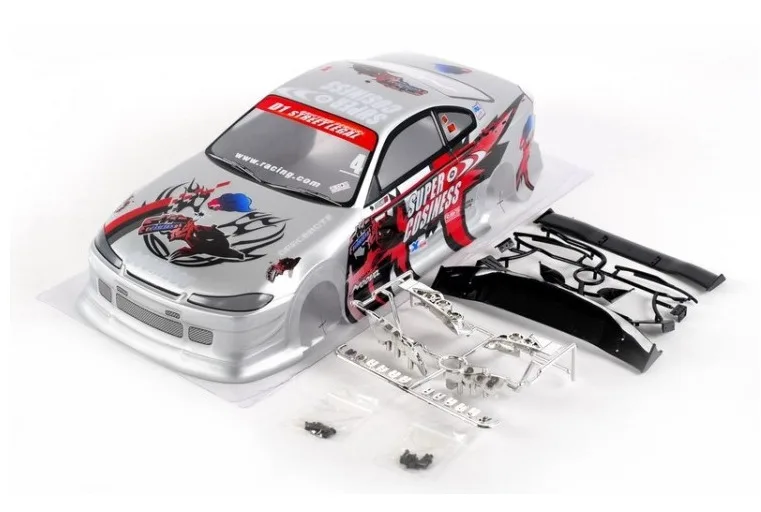 Hot Sale 2set/bag Silvia S15 PVC Painted Body Shell With Wind Tail Lampshade For 1/10 RC Hobby Racing Drift Car Free Shipping