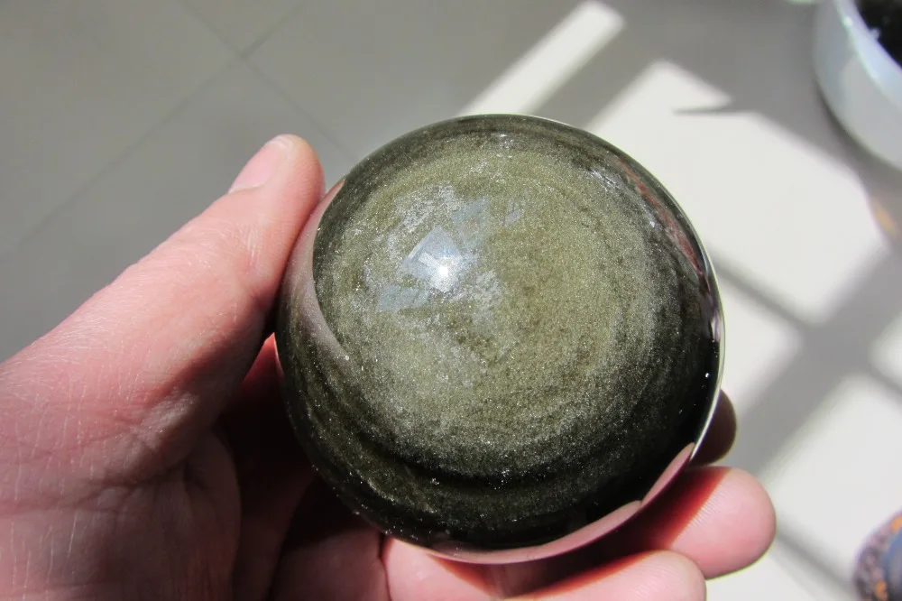 353.7g  NATURAL OBSIDIAN POLISHED SPHERE BALL Distinctive HEALING