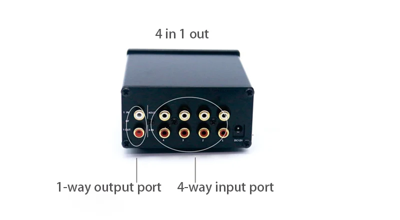 4 ingresso 1 Uscita/1 Ingresso 4 Uscita A due vie Audio Signal Switcher Interruttore Splitter Amplificatore/Altoparlante audio Selettore Splitter Box