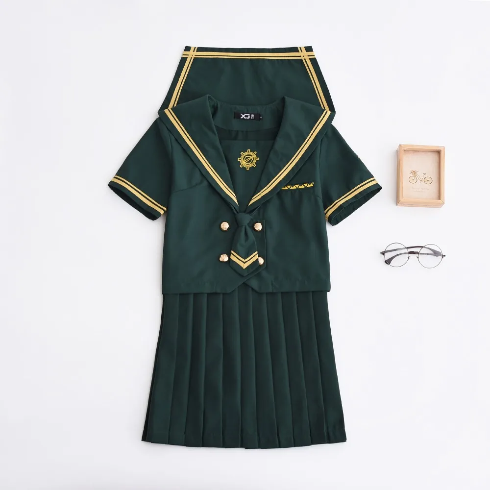 Costume de marin vert pour l'école japonaise, nouveaux arrivages, uniformes JK pour chorale de fille britannique, ensemble S-XXL