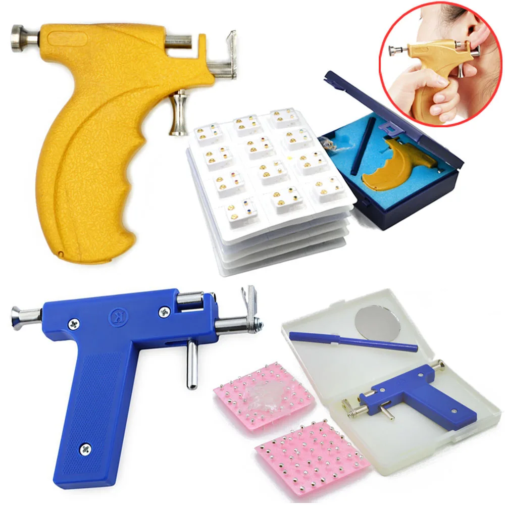 Professional Ear Piercing Gun Tool Set Ear Studs Steel Ear Nose Navel Body Piercing Gun Unit Tool Kit Safety Pierce Tool