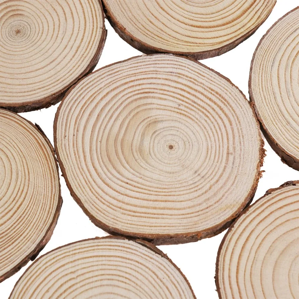 12pcs 4-5cm Assorted Size Natural Color Wood Slices Round Log Discs for Arts & Crafts Home Hanging Decorations Event Ornamet