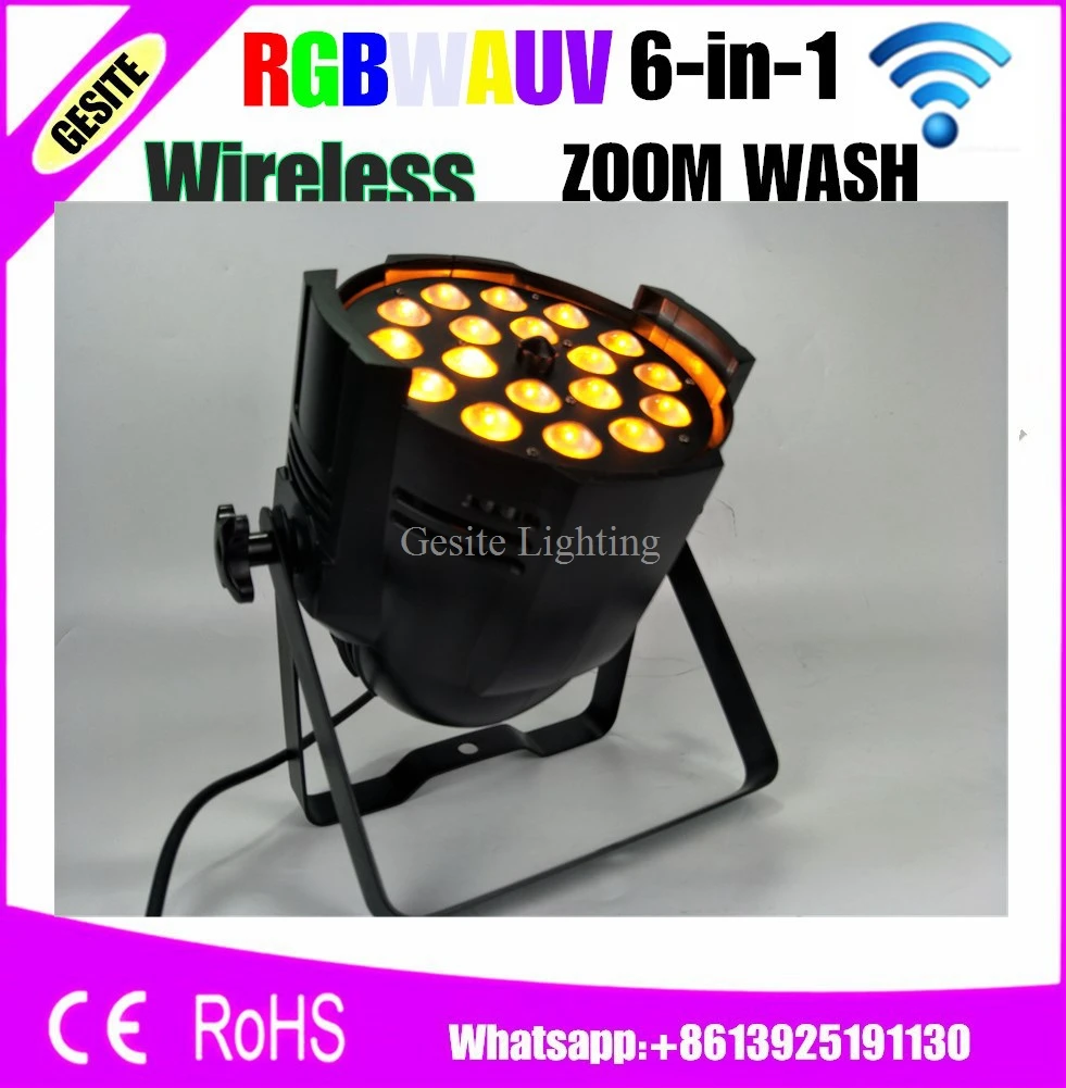 

8pcs/LOT Freeshipping 18x18W LED PAR Light Zoom RGBWA UV Wireless DMX 512 Stage Lighting DJ Disco Projector Remote Control