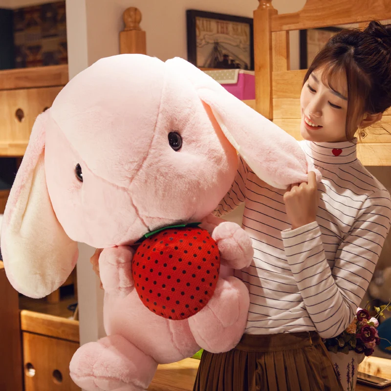 Dorimytrader Kawaii Soft Cartoon Bunny Plush Toy Lovely Big Stuffed Animal Rabbit Doll Pillow for Children Gift 65cm 75cm