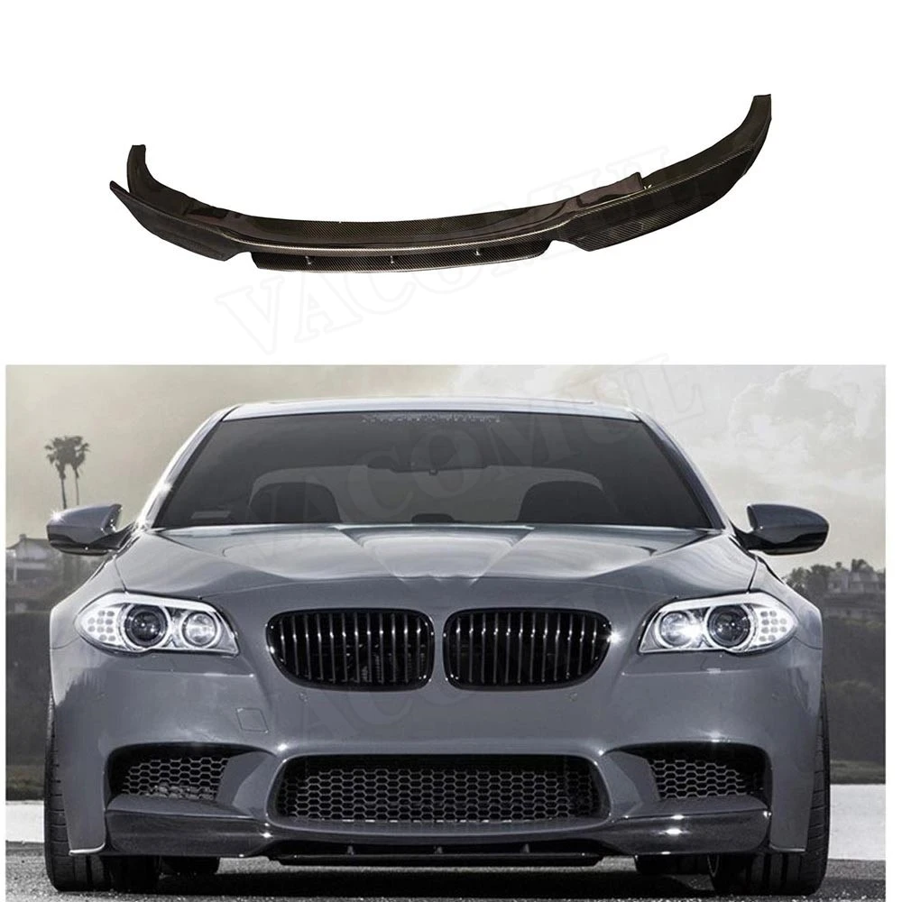 

Carbon Fiber Car Double Front Lip Spoiler Bumper Chin Splitters Guard For BMW 5 Series F10 M5 2012 2013 2014 2015 2016 V Style