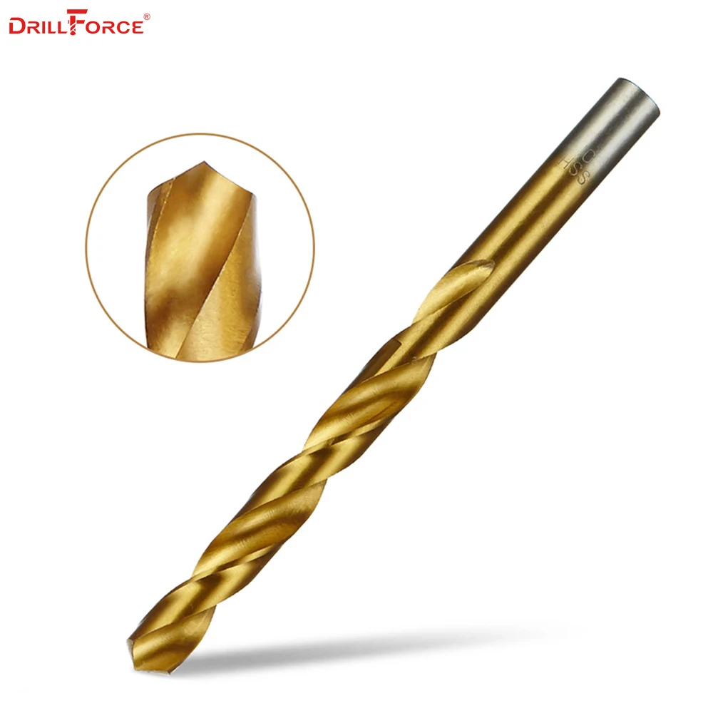 19 шт. сверла DRILLFORCE из быстрорежущей стали M2 с титановым покрытием для металла, деревообработки, набор сверл 1,0 ~ 10 мм, аксессуары для электроинструментов