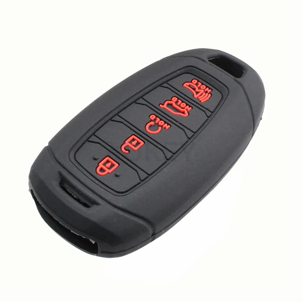 AX Silicone Remote Fob Shell Cover 5 Buttons Key Case For Hyundai Kona Veloster i30 Ix35 Solaris Azera Elantra Grandeur Santa Fe
