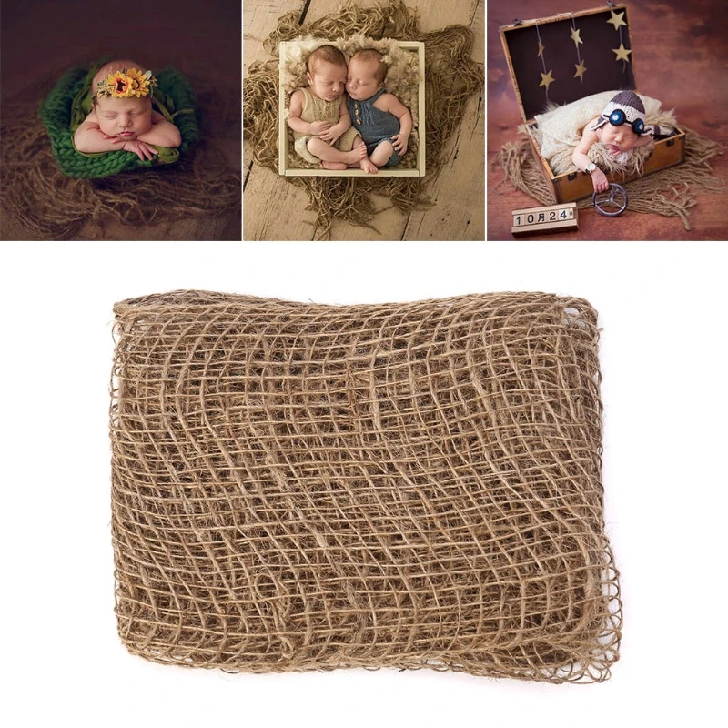 Newborn Jute Backdrop Blanket Baby Photography Prop Chunky Burlap Layer Net-m20