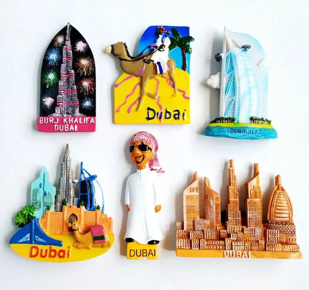 Dubai Khalifa Sailboat Hotel 3D Fridge Magnets Travel Souvenirs Refrigerator Magnetic Stickers Home Decor