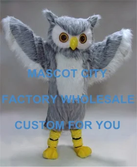 

Grey Owl Mascot Costume Adult Size Cartoon Character Carnival Party Cosply Mascotte Mascota Fit Suit Kit Free Ship SW1047