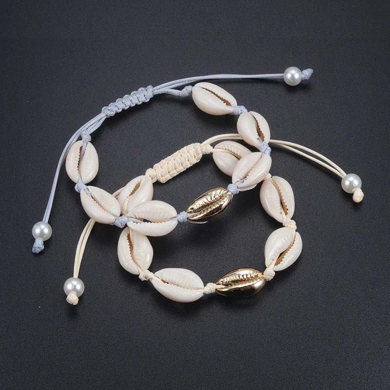 Hot Sell Handmade Shell Bracelet Boho Beach Natural Seashell Conch Beads Bracelets Women Jewelry Charm Cowrie Adjustable Bangles
