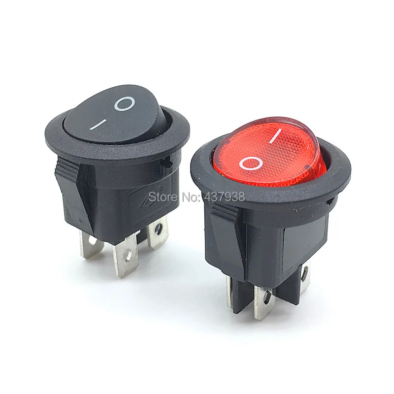 5szt KCD1 224N Okrągły przełącznik kołyskowy ze światłem 4-pinowy 6A 250V/10A 125VAC Przełącznik łodzi Snap-in SPST ON OFF Przełącznik kołyskowy 2-pozycyjny