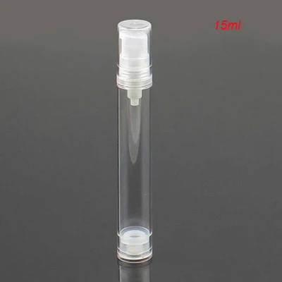 

Hot 15ML clean airless bottle ,empty clear 0.5 ounce plastic airless bottle,plastic vacuum bottle with airless pump wholesale