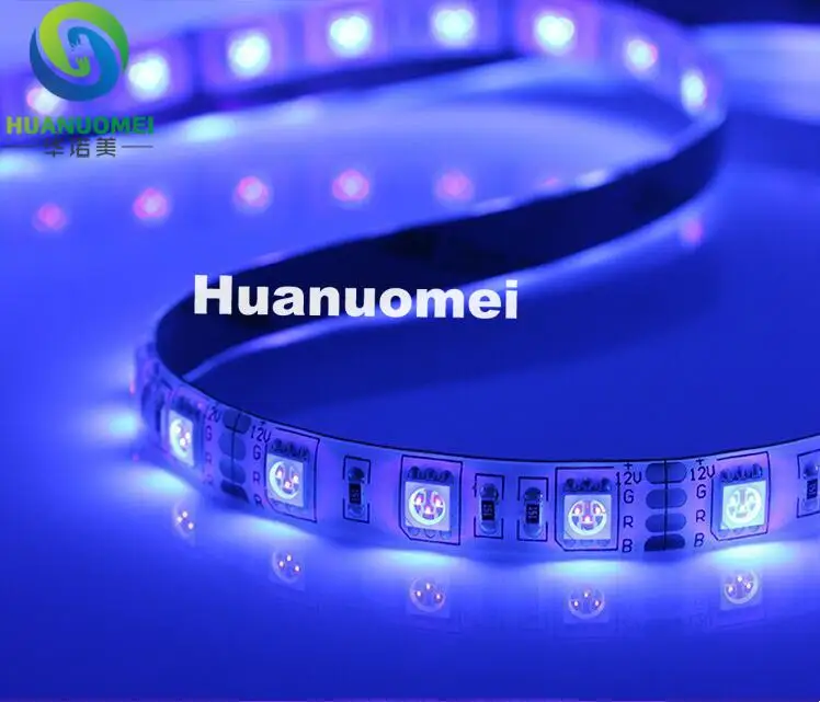 UV(390nm-400nm) color LED strip 5050 SMD 12V flexible light 60LED/m,5m 300LED;waterproof by silicon coating;IP65;white pcb