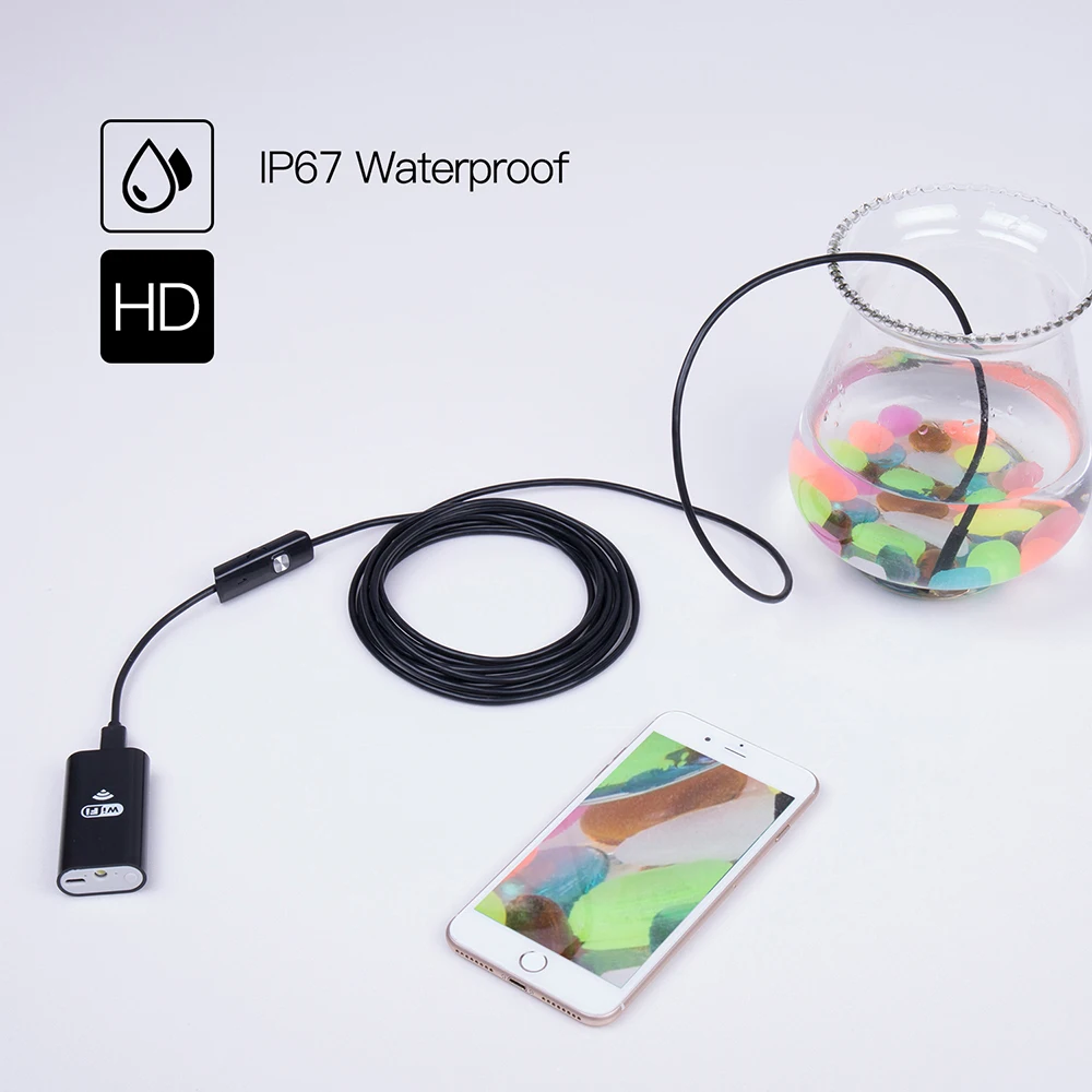 8mm Lente Endoscópio Wifi HD 720 P 480 P 2 m 3.5 m Endoscópio 5 m Semi-Rigied à prova d' água Câmera Endoscopio Android iOS