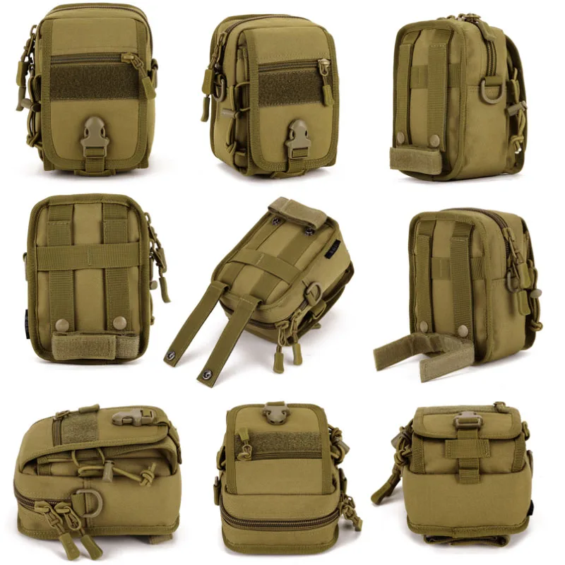 Waterproof Molle Tactical Pouch Bags Organizer EDC Waist Belt Bag Shoulder Strap Nylon Camping Small Fanny Pack Hiking Outdoor