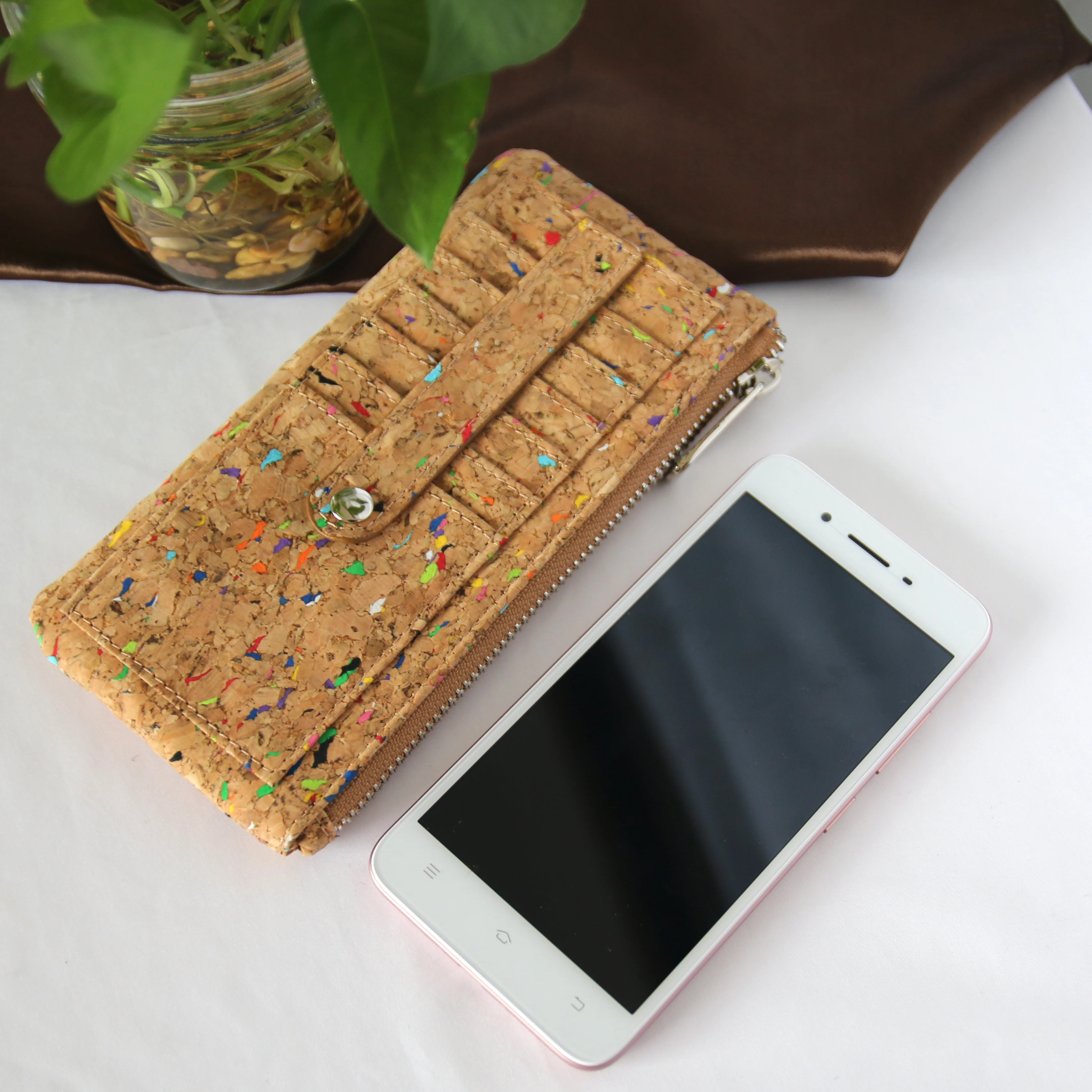 Handmake Natural Cork Slim Card Holder Vegan Thin Wallet Eco Coin Purse Women