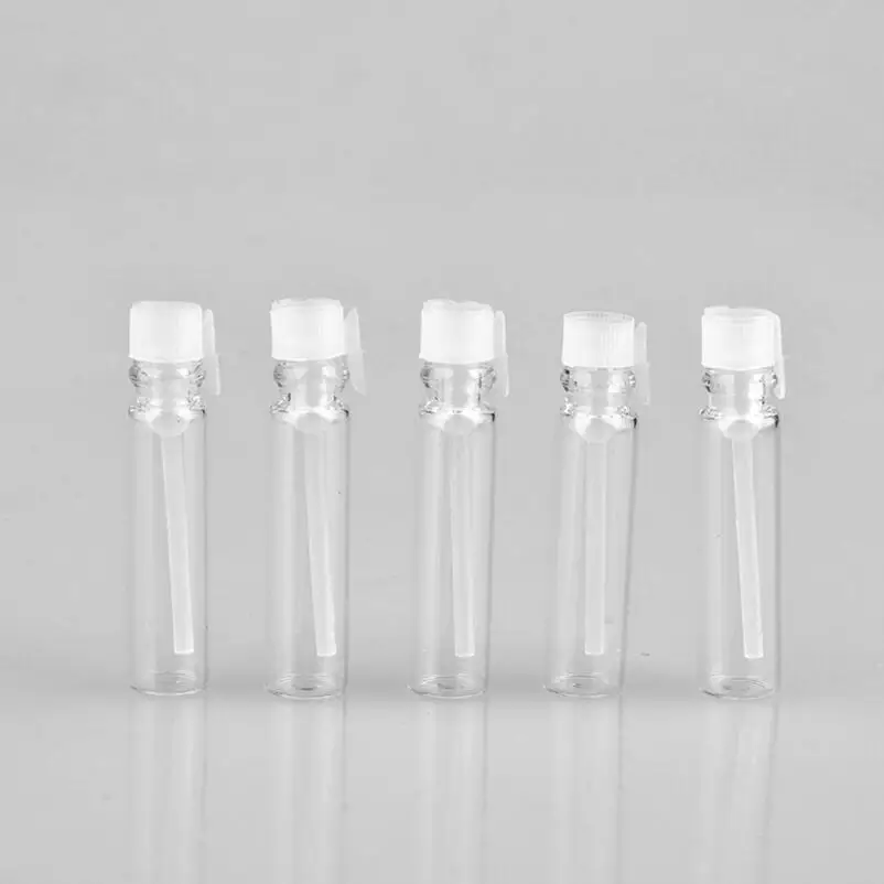 Wholesale 1 ml transparent glass perfume vial mini sample bottle cosmetic sample packaging container