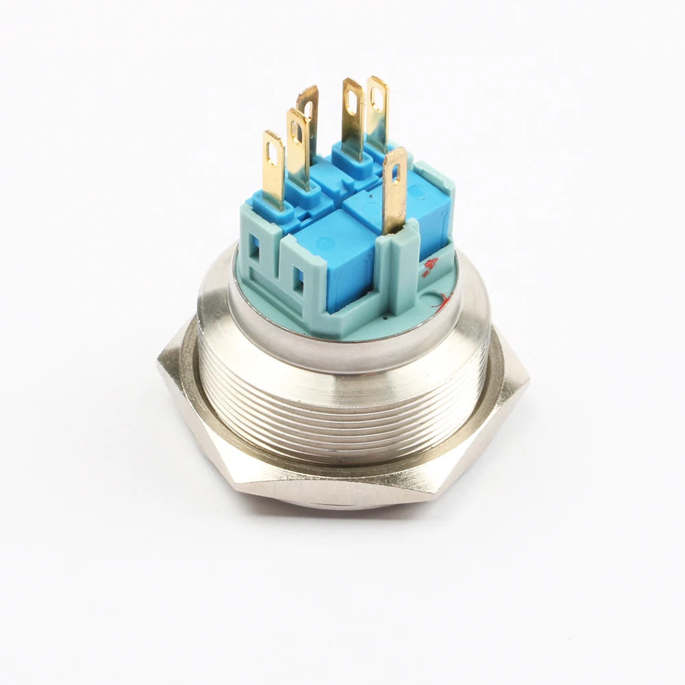 30Mm Rvs Metalen Drukknop Plat Ronde Momentary Power Ring Mark 6 Pin Auto Schakelaars Reset Vergrendeling fixatie