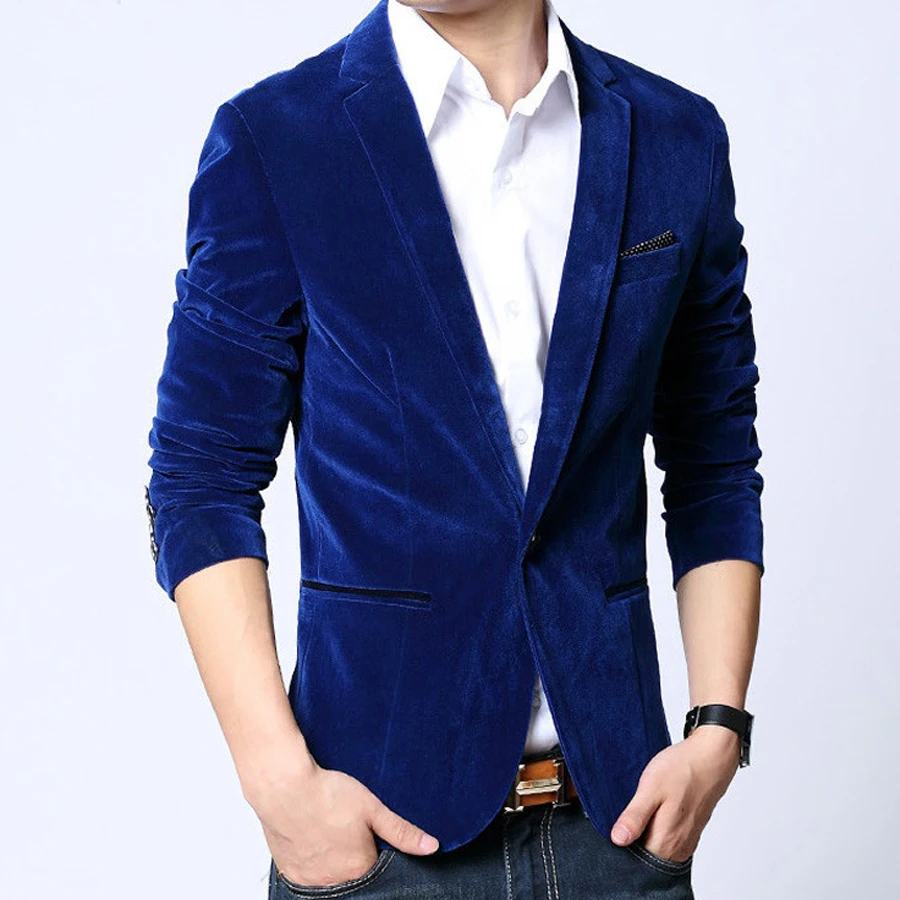 Herren samt mode blazer schwarz licht blau 4 farbe slim fit anzug 2021 frühling herbst outwear mantel Freies verschiffen Anzüge für Männer